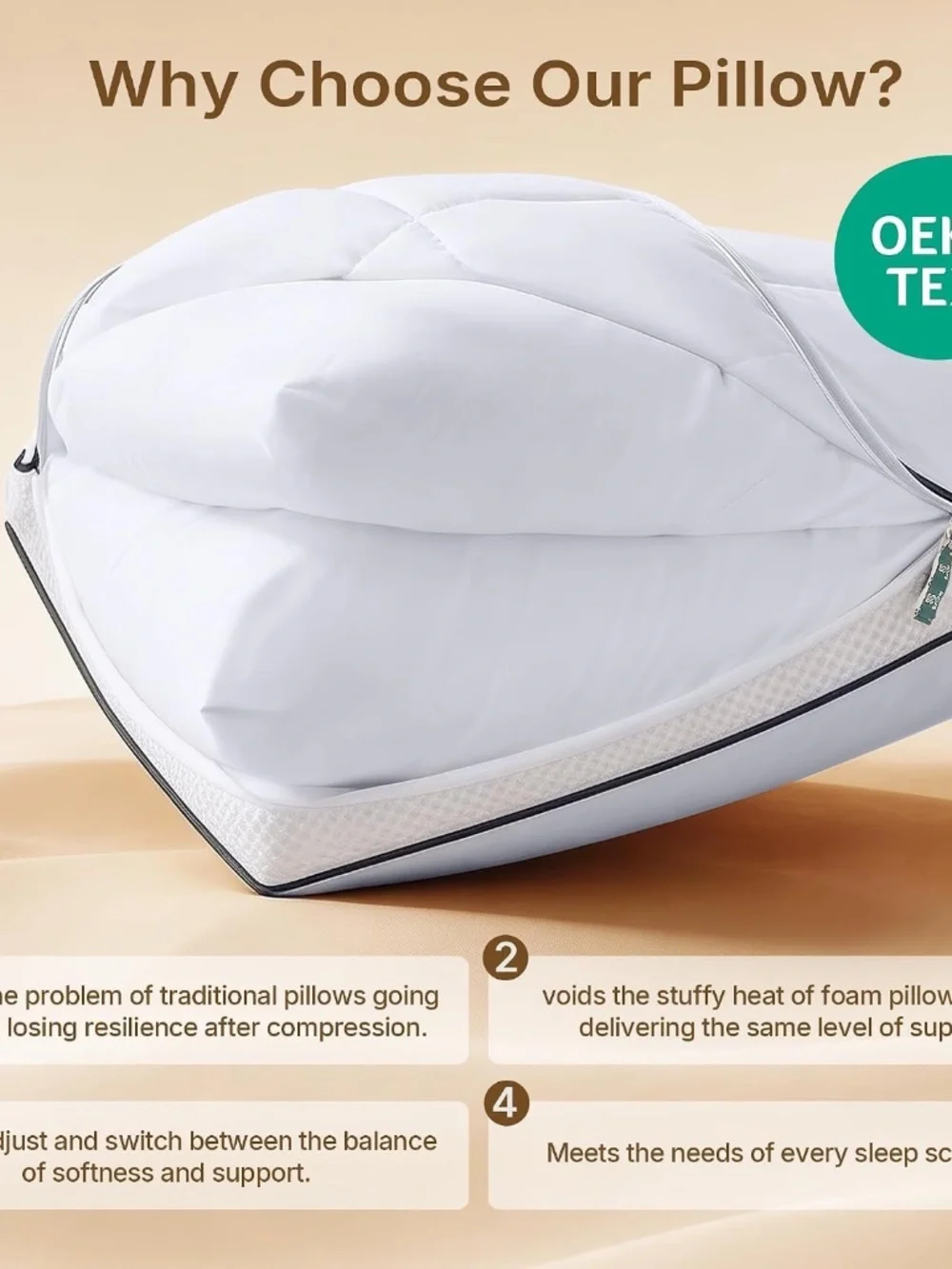 Standard Size Pillow - Luxury Adjustable Hotel Collection, NEW IN PACKAGE